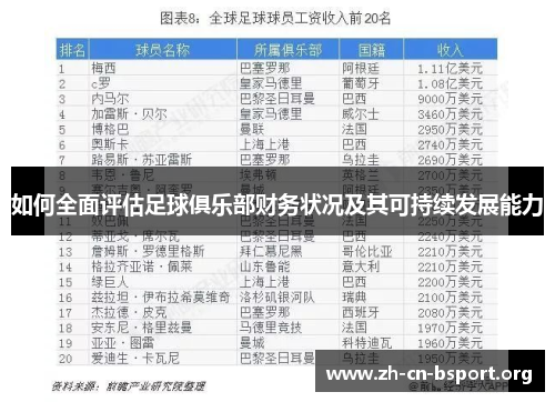 如何全面评估足球俱乐部财务状况及其可持续发展能力